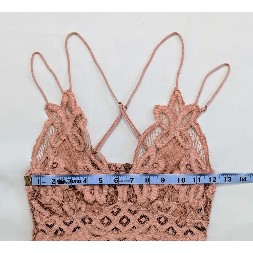Free People FP One Adelia Slip Dress Lace Rose Blush Pink Small S